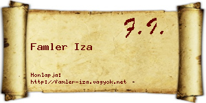 Famler Iza névjegykártya